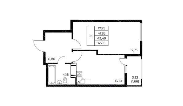 
  Продается 1-комн. квартира 45.15 м², в ЖК Звезда Столицы 2. Фото 1.