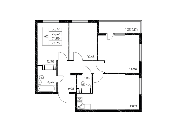 
  Продается 3-комн. квартира 76.75 м², в ЖК Звезда Столицы 2. Фото 1.