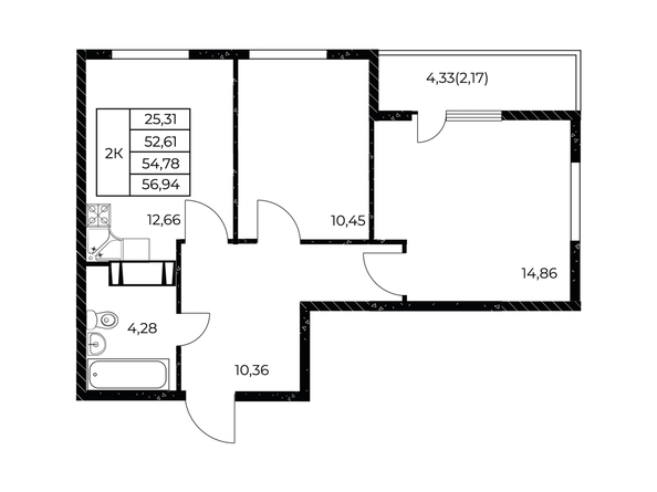 
  Продается 2-комн. квартира 56.94 м², в ЖК Звезда Столицы 2. Фото 2.