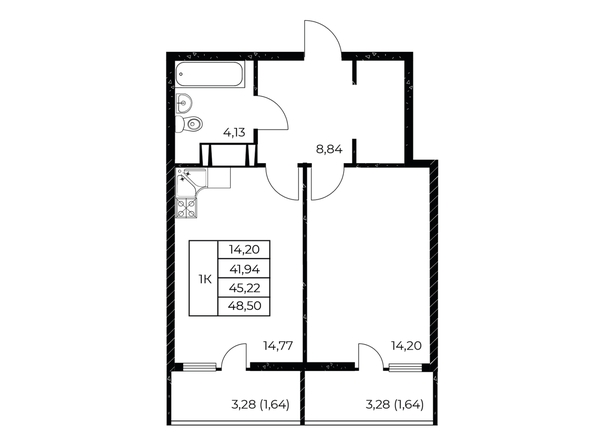 
  Продается 1-комн. квартира 48.5 м², в ЖК Звезда Столицы 2. Фото 1.