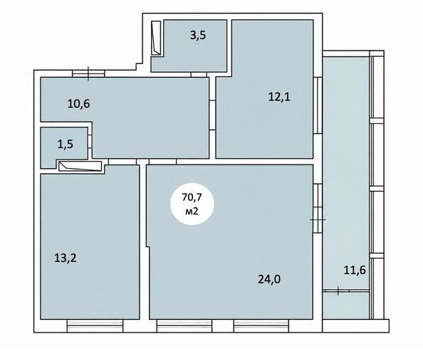 
  Продается 2-комн. квартира 70.7 м², в ЖК Фрейм, 11В. Фото 2.