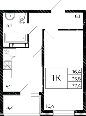 
   Продам 1-комнатную, 37.4 м², Флора, литера 2.1

. Фото 1.