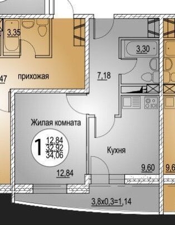 
   Продам 1-комнатную, 34 м², Пановой ул, 30к1

. Фото 4.