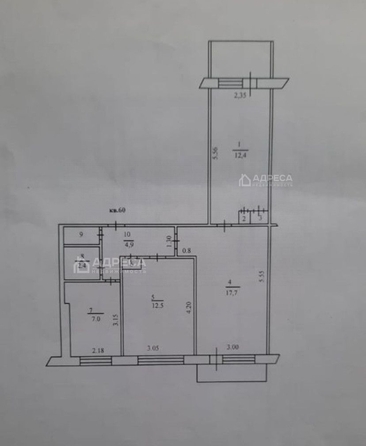 
   Продам 3-комнатную, 60 м², Пушкина ул, 112

. Фото 2.