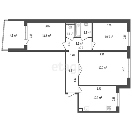 
   Продам 3-комнатную, 64 м², Таганрогская ул, 112/3

. Фото 1.