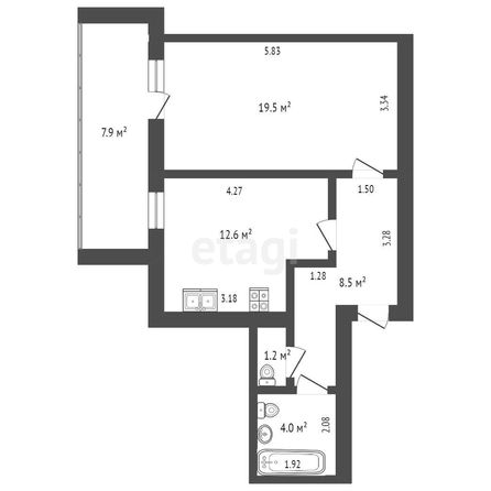 
   Продам 1-комнатную, 46 м², 

. Фото 1.