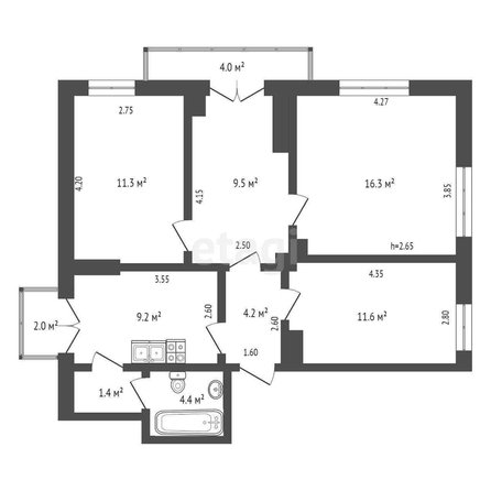 
   Продам 3-комнатную, 88.4 м², Ереванская ул, 25

. Фото 2.