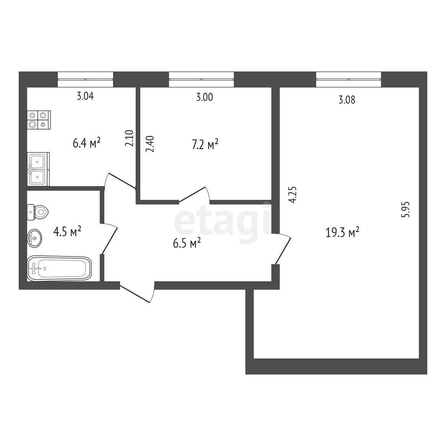 
   Продам 2-комнатную, 44 м², Андрея Сладкова ул, 87

. Фото 2.