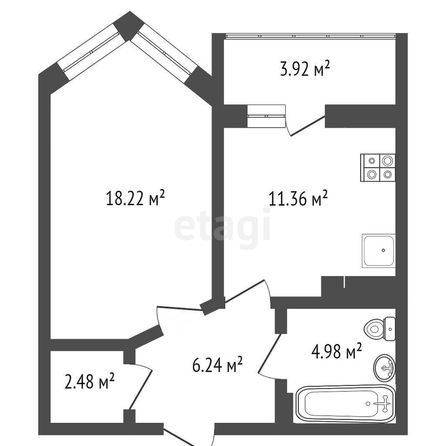 
   Продам 1-комнатную, 41.3 м², Волкова ул, 39

. Фото 1.