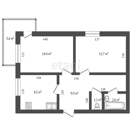 
   Продам 2-комнатную, 48 м², Комарова б-р, 7/4

. Фото 1.