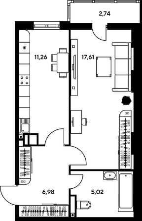 
   Продам 1-комнатную, 44.5 м², Нансена ул, 109/2

. Фото 1.