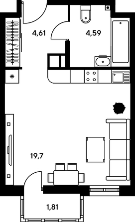 
   Продам студию, 30.56 м², Нансена ул, 109/2

. Фото 1.