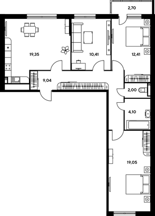 
   Продам 3-комнатную, 81.88 м², Малина Парк, дом 1

. Фото 1.