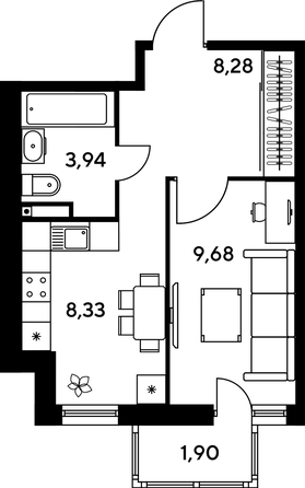 
   Продам 1-комнатную, 32.75 м², Малина Парк, дом 1

. Фото 1.