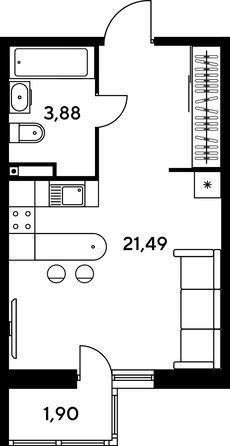 
   Продам студию, 27.23 м², Малина Парк, дом 1

. Фото 1.