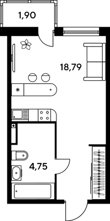 
   Продам студию, 26.38 м², Малина Парк, дом 1

. Фото 1.