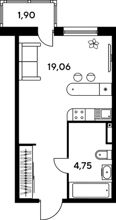 
   Продам студию, 25.74 м², Малина Парк, дом 1

. Фото 1.