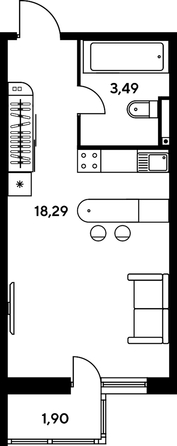 
   Продам студию, 24.34 м², Малина Парк, дом 2

. Фото 1.