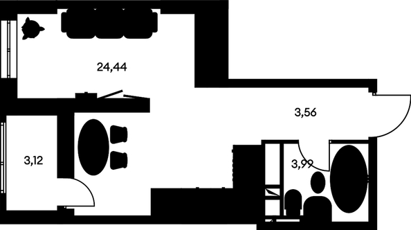 
   Продам студию, 35.23 м², Культура, дом 1

. Фото 1.