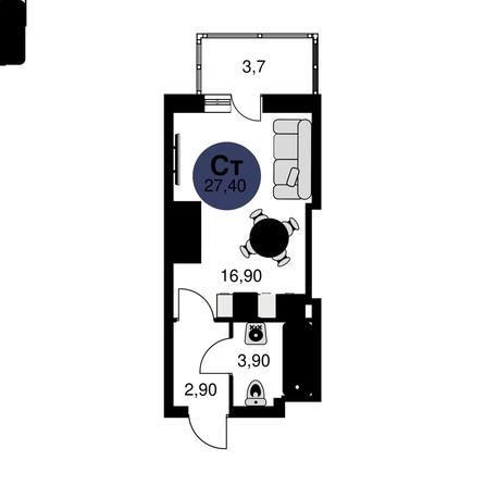 
  Продается студия, 27.4 м², ЖК Сезоны
. Фото 1.