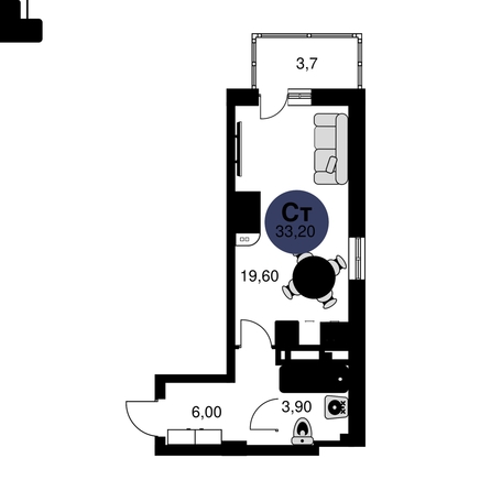 
  Продается студия, 33.2 м², ЖК Сезоны
. Фото 1.