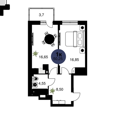 
  Продается 1-комн. квартира, 50.25 м², ЖК Сезоны
. Фото 1.