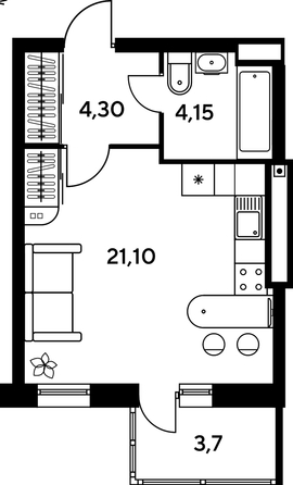 
   Продам 2-комнатную, 42.25 м², Сезоны

. Фото 1.