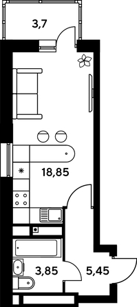 
   Продам студию, 31.85 м², Сезоны

. Фото 1.