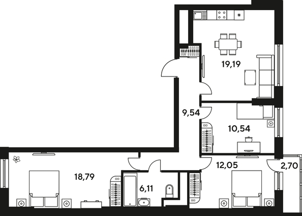 
   Продам 3-комнатную, 81.58 м², Малина Парк, дом 4

. Фото 1.