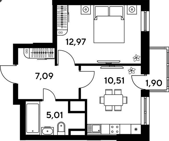 
   Продам 1-комнатную, 38.37 м², Малина Парк, дом 4

. Фото 1.