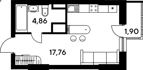 
   Продам студию, 24.41 м², Малина Парк, дом 4

. Фото 1.