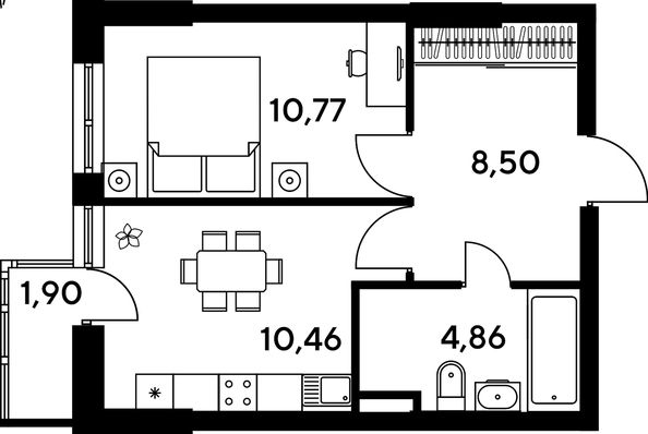 
   Продам 1-комнатную, 37.15 м², Малина Парк, дом 4

. Фото 1.