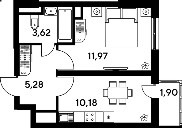 
   Продам 1-комнатную, 33.17 м², Малина Парк, дом 4

. Фото 1.