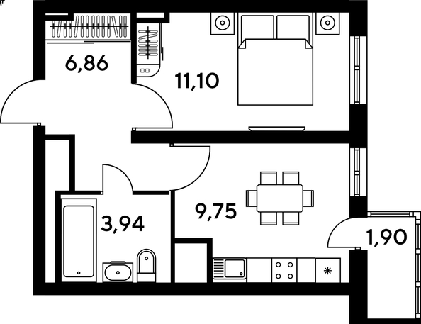 
   Продам 1-комнатную, 33.44 м², Малина Парк, дом 4

. Фото 1.