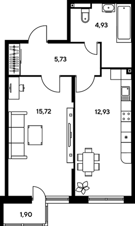 
   Продам 1-комнатную, 42.83 м², Малина Парк, дом 2

. Фото 1.