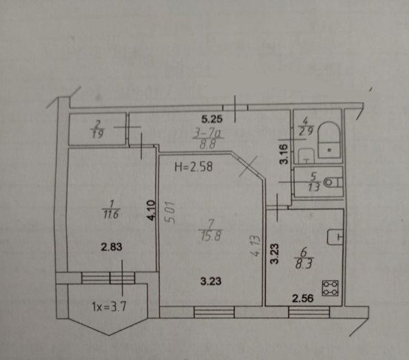 
   Продам 2-комнатную, 52 м², Пацаева ул, д 13

. Фото 1.