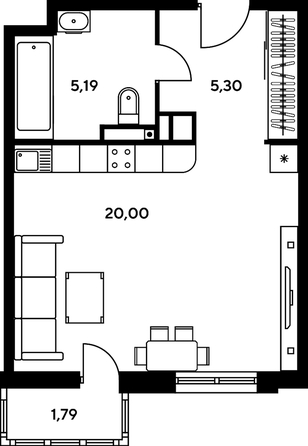 
   Продам студию, 31.6 м², Нансена ул, 109/2

. Фото 1.