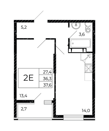 
   Продам 1-комнатную, 37.6 м², Флора, литера 3.1

. Фото 1.