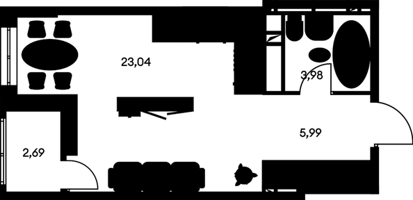 
   Продам студию, 36.38 м², Культура, дом 1

. Фото 1.