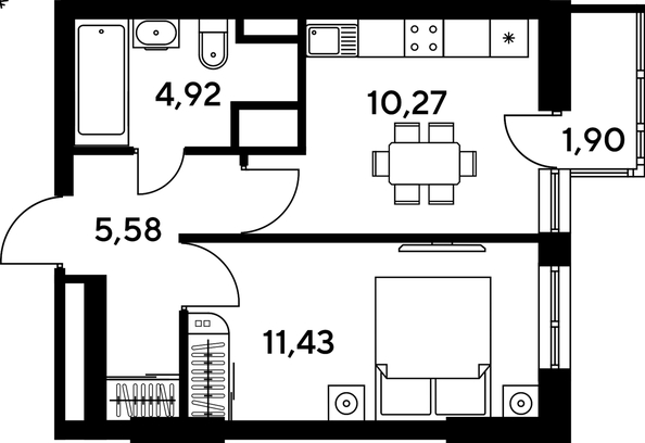 
   Продам 1-комнатную, 34.84 м², Малина Парк, дом 4

. Фото 1.