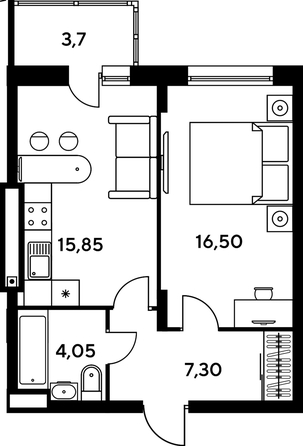 
   Продам 2-комнатную, 47.4 м², Сезоны

. Фото 1.