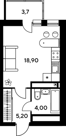 
   Продам студию, 30.6 м², Сезоны

. Фото 1.