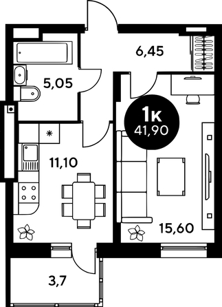 
  Продается 2-комн. квартира, 45.95 м², ЖК Сезоны
. Фото 1.