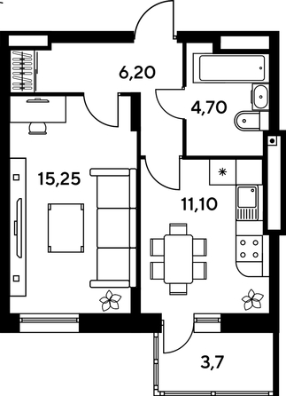 
   Продам 1-комнатную, 41.65 м², Сезоны

. Фото 1.