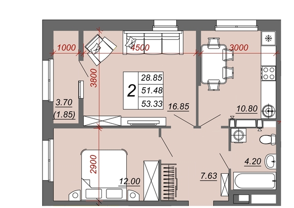 
   Продам 2-комнатную, 62 м², Зорге ул, 11Б

. Фото 1.