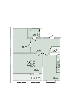 
  Продается 2-комн. квартира 61.92 м², в ЖК Фрейм, 11А. Фото 1.