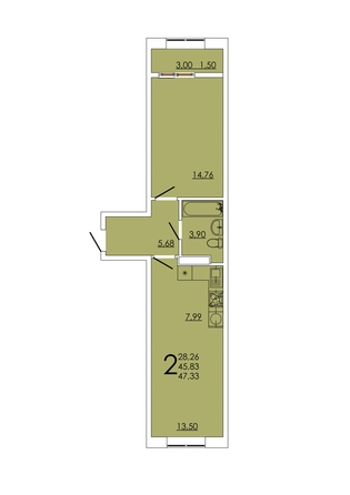 
  Продается 2-комн. квартира 47.33 м², в ЖК Фрейм, 11А. Фото 1.