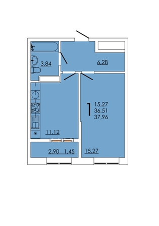 
   Продам 1-комнатную, 37.96 м², Frame (Фрейм), 11А

. Фото 1.