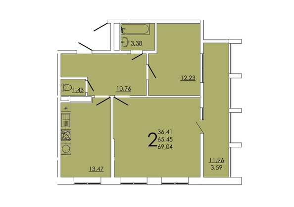 
  Продается 2-комн. квартира 69.04 м², в ЖК Фрейм, 11А. Фото 1.