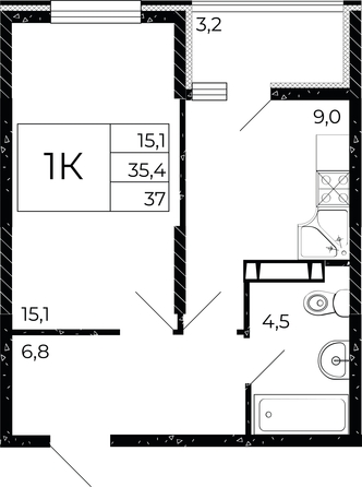 
   Продам 1-комнатную, 37 м², Флора, литера 2.1

. Фото 1.